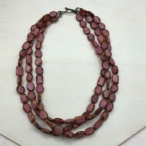 Artisan Czech glass beads necklace sterling 925 clasp statement style necklace.